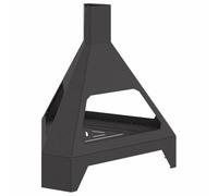Braciere Triangolare Nero 50 x 43 x 52 cm Acciaio Corten | Design Moderno, Resistente al Calore 600°C, Antiruggine, per Balconi e Terrazze