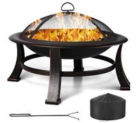 Bracieri da Giardino, Ø 76 cm Braciere con Griglia, Braciere con Parascintille y Copertura Impermeabile 600D, Braciere da Esterno, Braciere Barbecue, Grande Bracere Multifunzionale, Fire Pit, Nero
