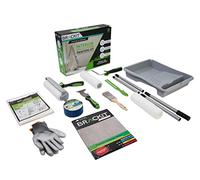 brackit MT2352 Kit per imbianchino per pareti e soffitti, 17 Pezzi, per Pittura di Interni con rulli, Pennello, Vassoio e Altro Ancora, Verde e Grigio