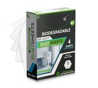 brackit MT2348 Confezione da 4 Fogli Antipolvere biodegradabili, 4 x 5 m, Extra Large per mobili e pareti, Protezioni Impermeabili, Bianco Goffrato, 4 Sheets-13x16ft