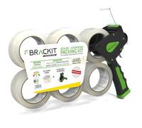 Brackit - Nastro di imballaggio trasparente con dispenser, 48 mm x 66 mm, confezione da 6 rotoli - robusto nastro da imballaggio per uso regolare o spostamento