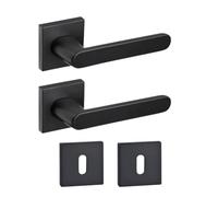 Brackle Coppia Maniglie Per Porte Interne, Maniglia porta interna Modello FLAVIA, stile moderno, completa di fissaggio e bocchette (Nero opaco)