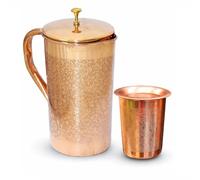 BRACOP Caraffa in puro rame con brocca e bicchiere set 100% rame ayurvedico vaso con coperchio per acqua Brocca Moscow Mule Mug Tumbler Dinnerware Set