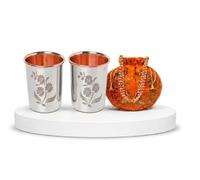 BRACOP® Caraffa in rame puro, bicchieri da acqua, con sacchetto di design, bicchiere per acqua in rame puro, tazza per Moscow Mule tazza da portata in vetro, set di 2 per scopi regalo