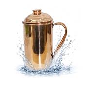 BRACOP® Caraffa in rame puro brocca per acqua con coperchio Brocca per bere Brocca Ayurvedica Contenitore d'acqua Moscow Mule Tazza Drinkware Rame Bicchieri Utensili da portata Brocca a tenuta stagna