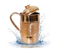 BRACOP® Caraffa in rame puro contenitore d'acqua brocca con coperchio Brocca per bere Caraffa ayurvedica martellata Caraffa per acqua Moscow Mule Mug Drinkware Utensili da portata in rame Fiaschetta