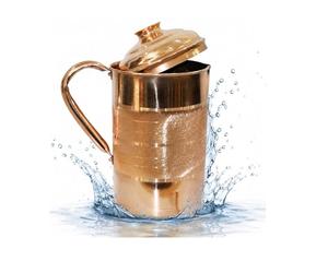 BRACOP® Caraffa in rame puro contenitore d'acqua brocca con coperchio Brocca per bere Caraffa ayurvedica martellata Caraffa per acqua Moscow Mule Mug Drinkware Utensili da portata in rame Fiaschetta