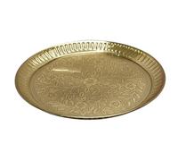 BRACOP® Set di 1 Piatto da Portata Decorativo in Ottone Piatto per aarti indù samagri per puja Decorazione per templi Piatto Rotondo in Rilievo Articolo per puja Accessori per templi Bhog Thali