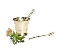 BRACOP Set di 2 Mortai e Pestelli in Ottone Zenzero Aglio Hamam Dasta Macina Verdure Manuale Ciotola Strumento di Cucina Indiano per Macinare Spezie Erbe Aromatiche e Pepe Mortaio e Pestello