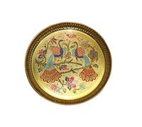 BRACOP® Set di 8 Thali Pooja in ottone con decorazione della dea indù Aarti Rakhi Thali decorativo articolo Pooja indiano decorazione casa tempio Mandir piatto Pooja in ottone fatto a mano lampada