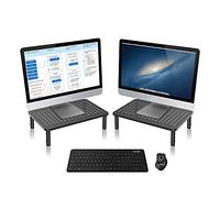 Bracwiser - Supporto per monitor da tavolo, altezza regolabile a 3 livelli, per computer, laptop, stampante, notebook con piattaforma metallica ventilata, 370 x 235 mm, MST003-2,2 pezzi, colore: Nero