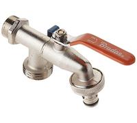 Bradas GKK0534 - Rubinetto da giardino a doppio attacco da giardino, 3/4 x 1", colore: Argento