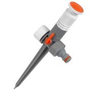 Bradas Irrigatore circolare con picchetto, irrigatore a impulsi 0-360°, bianco linea 6951, bianco/grigio