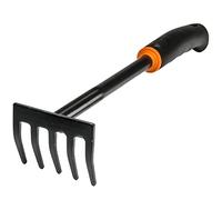 BRADAS - KT-Y6004, Rastrello in acciaio "de luxe", Arieggiatore manuale per orto e giardino, Sarchiatore a 5 denti Largo 9 cm.