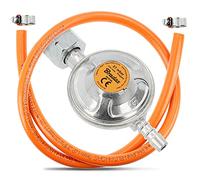 BRADAS® Regolatore gas riduttore di pressione 37 mBar - 1,5 kg/h con tubo del gas 1 m di lunghezza + 2 fascette stringitubo propano butano set di collegamento | Grill Camping Gas Regolatore di