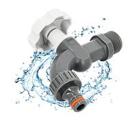 BRADAS® Rubinetto di scarico bianco Line 3/4" x 3/4" rubinetto da giardino in plastica | rubinetto di ricambio per serbatoio di pioggia, tubo da giardino con attacco per tubo adattatore per rubinetto