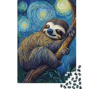 Bradipo Arte stellata Puzzle 1000 Pezzi Gioco di Puzzle 1000 Pezzi Carta per Adulti Scenario notturno Relax Interazione familiare Decorazione Regalo 38x26cm/1000pcs