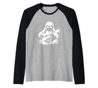 Bradipo Che Suona Ukulele Musica Pigro Amante degli Animali Maglia con Maniche Raglan