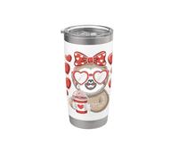 Bradipo che tiene il cuore bevendo caffè bradipo San Valentino arco Bicchiere termico in acciaio inox doppia parete