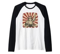 Bradipo Cuffie DJ Giradischi Retro Party Maglia con Maniche Raglan