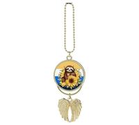 Bradipo del fumetto seduto su girasole ornamento da appendere per auto ciondolo specchietto retrovisore regali fortunati ornamento da appendere divertente ciondolo per auto per ufficio decorazione