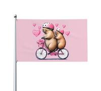 Bradipo in bicicletta e bandiere dell'amore 3 x 5 piedi di benvenuto grande striscione da giardino bandiera decorazione per esterni bandiera per casa cortile festa