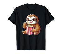 Bradipo Mangiare Popcorn Guardare Film Cinema Maglietta