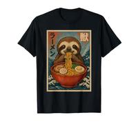 Bradipo Mangiare Ramen Kawaii Anime Pet Bradipi Foodie Art Maglietta