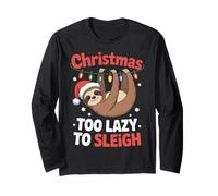 Bradipo Natalizio Too Lazy Sleigh Funny Christmas Maglia a Manica