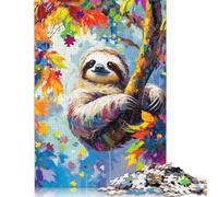 Bradipo nella giungla Jigsaw Puzzle in Legnos Adulto 300 Pezzi Gioco Education Regalo Per Amore E Amico Per Gioco Familiare Decorazione Interna Unica Stress Relief Toy 300pcs (40x28cm)