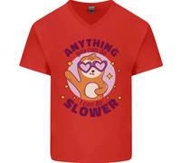 Bradipo Niente i Can Do più Lento Divertente Uomo Scollo A V Cotone T-Shirt