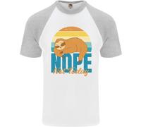 Bradipo No Non Oggi Divertente Pigro DA UOMO S/S Baseball T-Shirt