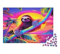 Bradipo Puzzle 1000 Pezzi Carta per Adulti Scenario Tropicale al Tramonto Gioco di Puzzle 1000 Pezzi Relax Decorazione Regalo Casa 52x38cm/1000pcs