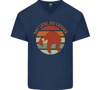 Bradipo Say Less Do Lesser Slogan Divertente Uomo Scollo A V Cotone T-Shirt