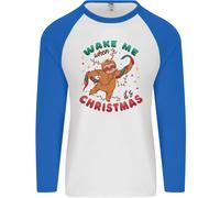Bradipo Wake Me Up When It's Natale Uomo L/S Baseball T-Shirt