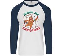 Bradipo Wake Me Up When It's Natale Uomo L/S Baseball T-Shirt