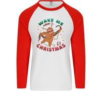 Bradipo Wake Me Up When It's Natale Uomo L/S Baseball T-Shirt