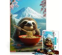 Bradippo che mangia ramen in Giappone, Monte Fuji, puzzle da 1000 pezzi per adulti, regalo, gioco di logica e abilità, antistress, taglio preciso, lista dei desideri di Babbo Natale 50x75cm