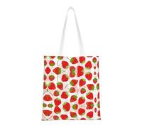 bradkke Borsa di tela di canapa del modello della fragola per le donne, borse di cotone riutilizzabili sveglie per la scuola di shopping della spiaggia della drogheria, Fragola, Taglia unica