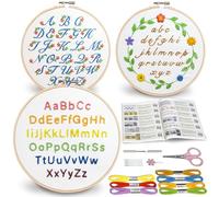 Bradove 3 set di lettere dell'alfabeto, kit da ricamo per principianti, adulti e bambini, kit per imparare a ricamare, per adulti e principianti