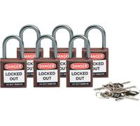 Brady 118931 Brown, Brady Compact Safety Lock - Keyed different (6 Locks)