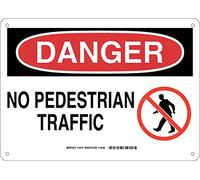 Brady 123741 Cartello macchina e operativo, leggenda "No Pedestrian Traffic", altezza 25,4 cm, larghezza 35,6 cm, nero e rosso su bianco