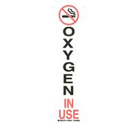 Brady 124641 Cartello divieto di fumo, leggenda "Oxygen in Use", altezza 25,4 cm, larghezza 8,9 cm, nero e rosso su bianco