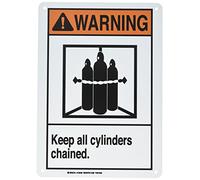 Brady 126496 ANSI Z535 - Cartello "Keep All Cylinders Chained", altezza 35,6 cm, larghezza 25,4 cm, nero e arancione su bianco