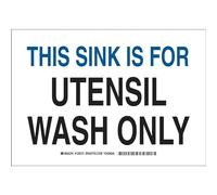 Brady 128372 - Segnale "This Sink is for Utensil Wash Only", altezza 17,8 cm, larghezza 25,4 cm, nero e blu su bianco