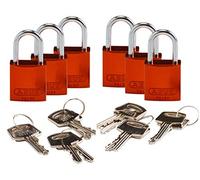 Brady 133265 Keyed Padlock, different Key, aluminum (confezione da 6)