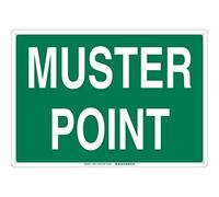 Brady 139616 Cartello in plastica "Muster Point", testo, 25,4 cm di altezza x 35,6 cm di larghezza, bianco su verde