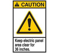 Brady 144435 - Cartello in plastica, con scritta "Caution Keep Electrical Panel trasparente per 36", altezza 25,4 x larghezza 17,8 cm, nero/giallo su bianco