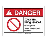 Brady 144475 - Cartello in vinile "Danger Equipment Being serviced", con scritta "Do not Operate, gravi lesioni o morte sarà risultato ", 17,8 cm H x 12,7 cm W, nero/rosso/bianco