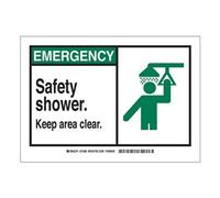 Brady 21808 - Segnale di allarme in plastica, 25,4 x 35,6 cm, Legend "Safety Shower Keep Area Clear (con Picto)"
